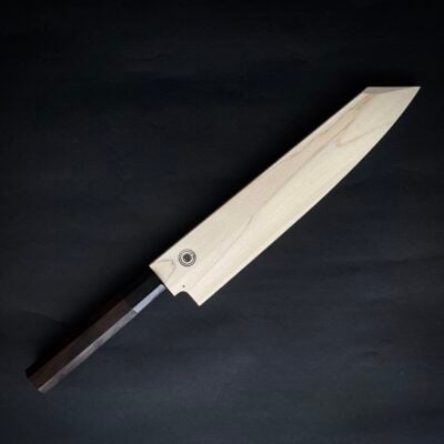 KikusumiSILVER GHOST Kiritsuke Gyuto 24 cm Ebony Handle Saya